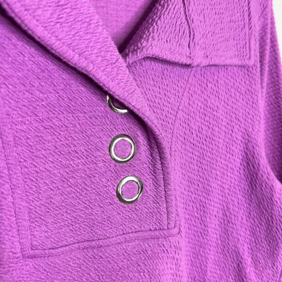 Soft Surroundings Purple Wide Collar Long Sleeve Shirt Size Small Women’s - Picture 8 of 12